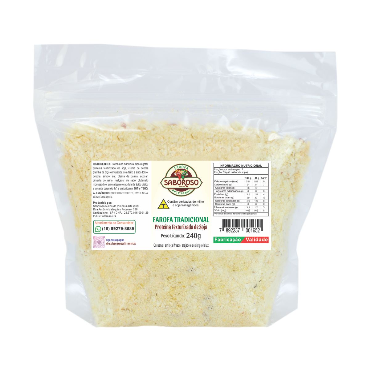 Farofa Tradicional com Proteína Texturizada de Soja 240g